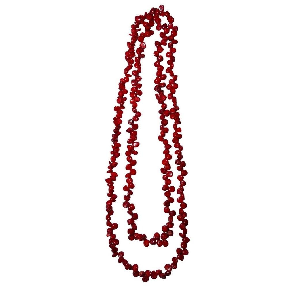 Vintage Red Coral Nugget Bead‎ Necklace Native American